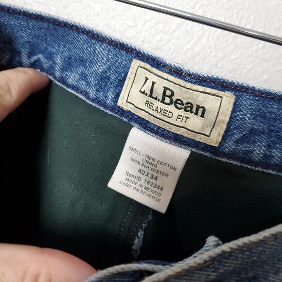 LL BEAN Men's Relaxed Fit  Fleece Lined Jeans 40 x34 - Picture 3 of 9